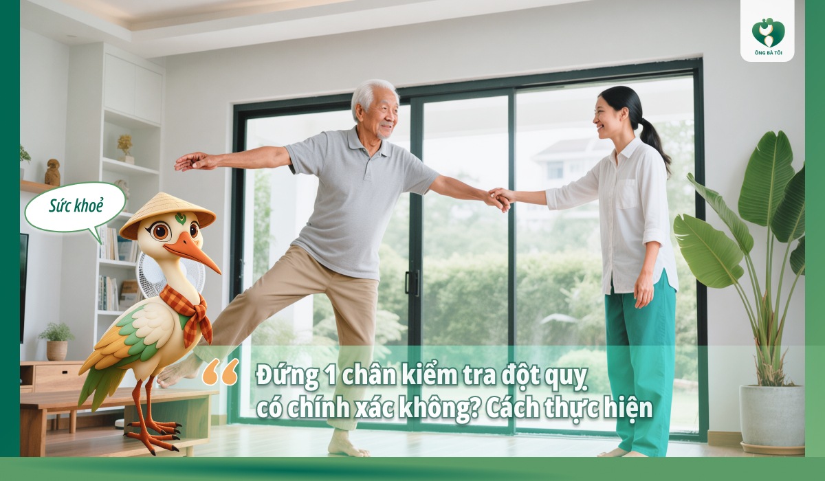 Đứng 1 chân kiểm tra đột quỵ